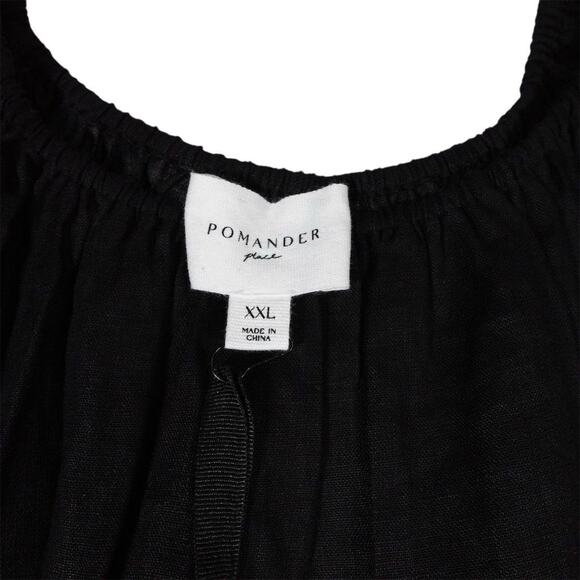 New Tuckernuck Pomander Place Womens 2XL Black Puff Sleeve Ares Mini Dress Linen - Picture 6 of 13